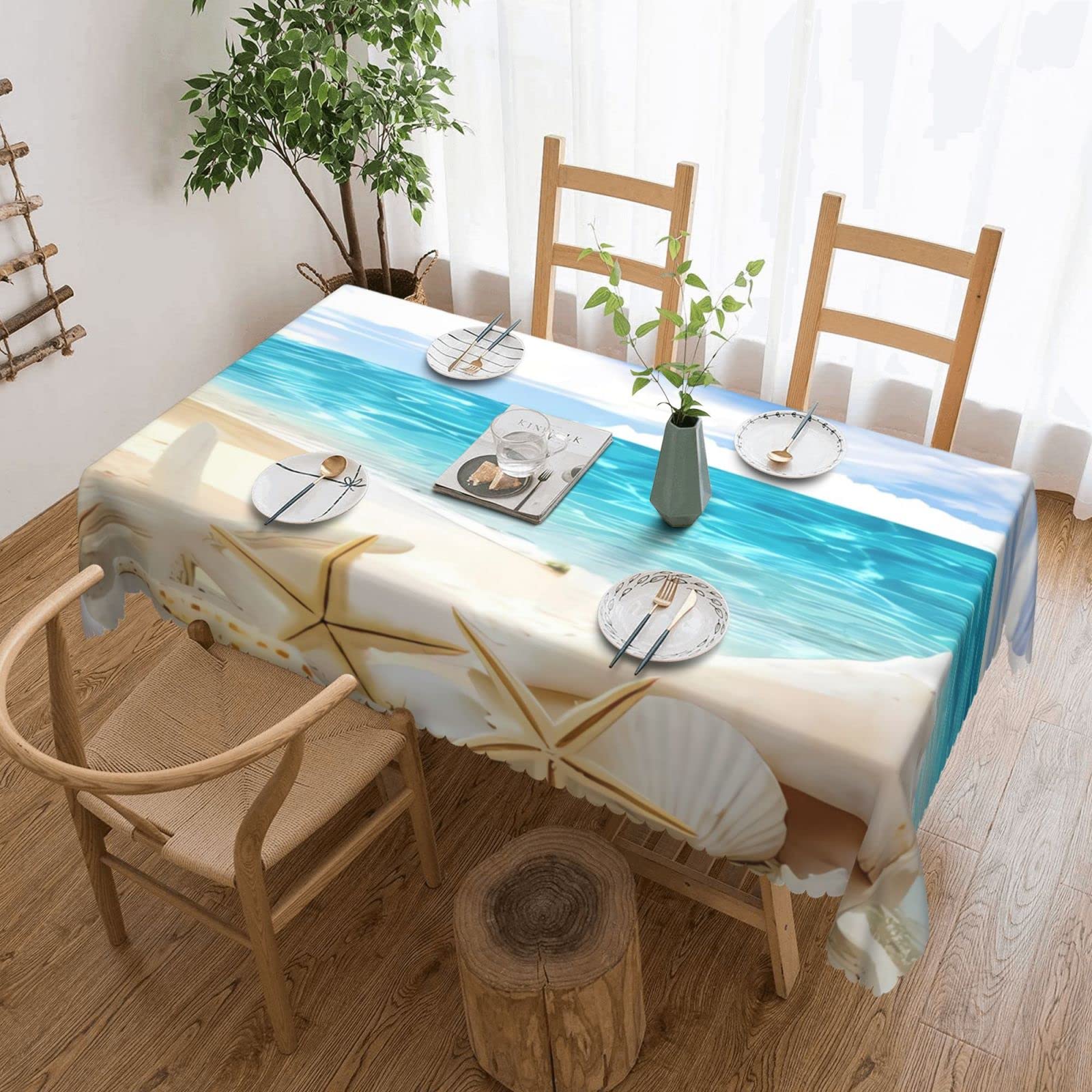 Nappe de table plage et océan pour de repas de fête en famille et décoration intérieure