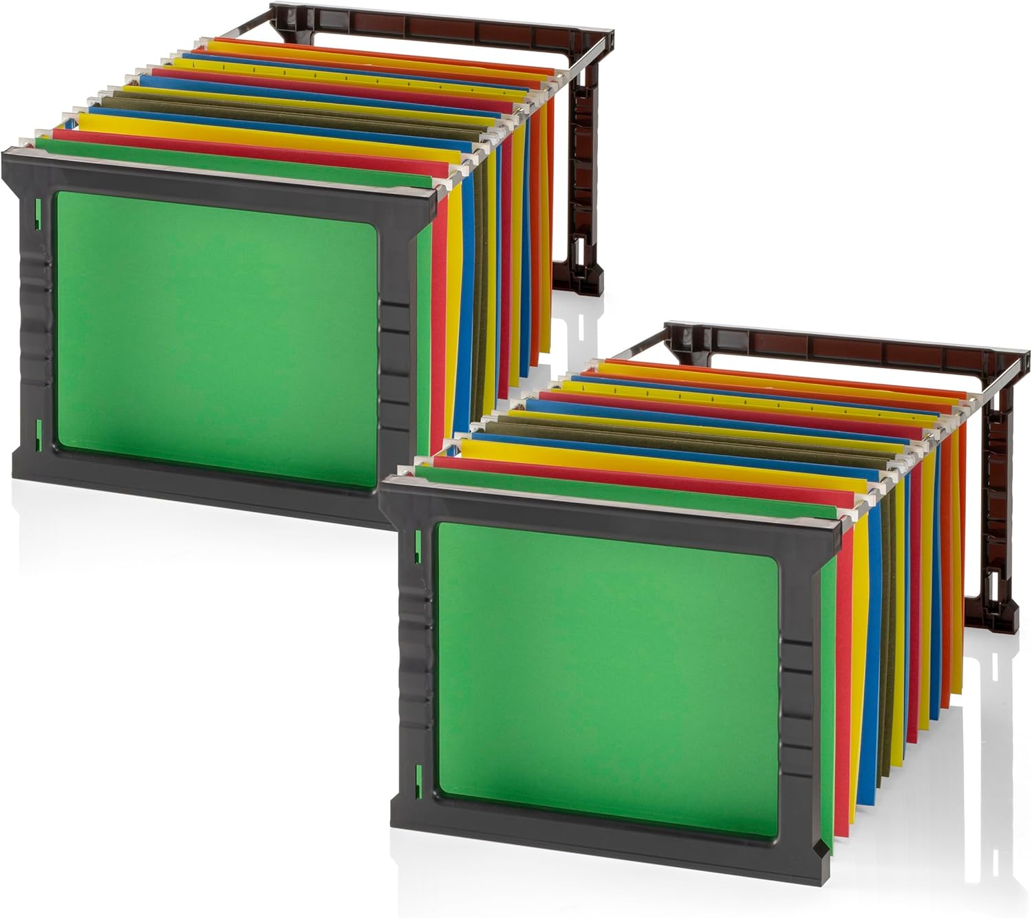 Officemate Plastic Hanging File Frames, Letter and Legal Size, Rails 24 to 27, 2 Sets (91963), Black