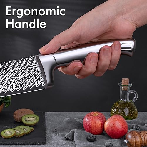 Miniatura 8 de Juego de cuchillos de cocina de 15 piezas con bloque de afilador de cuchillos integrado, apto para lavavajillas, acero inoxidable alemán, el mejor