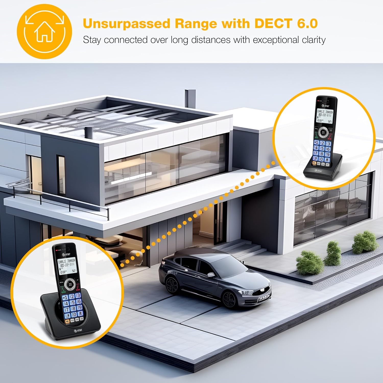 AT&T 4-Handsets Landline Home Phone with Call Blocker, Caller ID/Call Waiting, Full-Duplex Handset Speakerphone, Backlit Keypad & Display, Rechargeable Battery, ECO Mode, DECT 6.0: GL2101-41