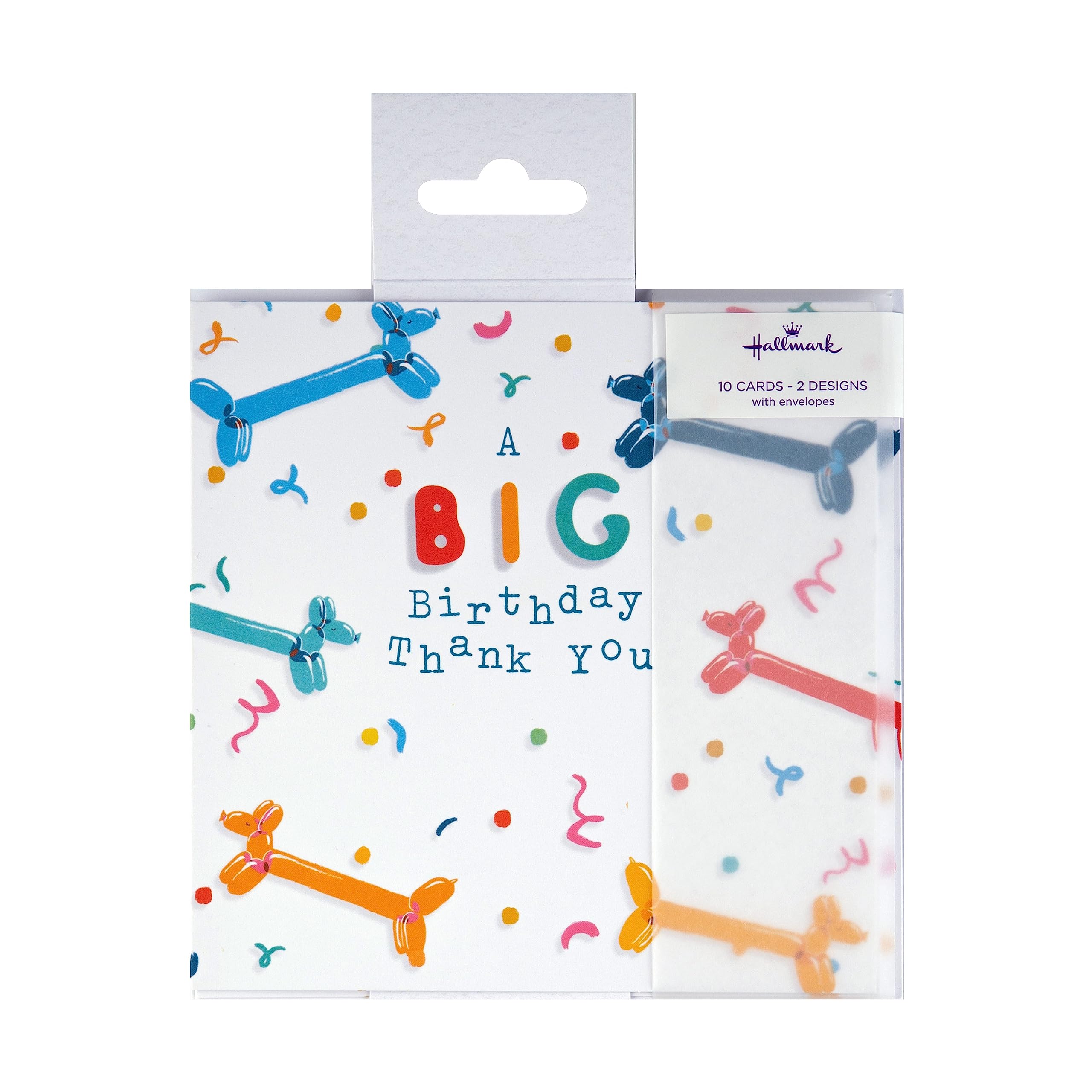 Hallmark Birthday Thank You Cards - Pack of 10 in 2 Colourful Balloon Designs