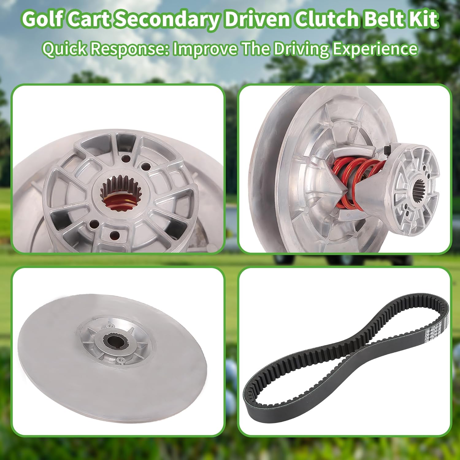 10L0L Golf Cart Torque Driven Clutch with Belt Kit for Yamaha G2 G8 G9 G11 G14 G16 G20 G21 G22 G28 (85-07), OEM# JN6-G6270-00 JN6-G6271-02 J55-G6270-01