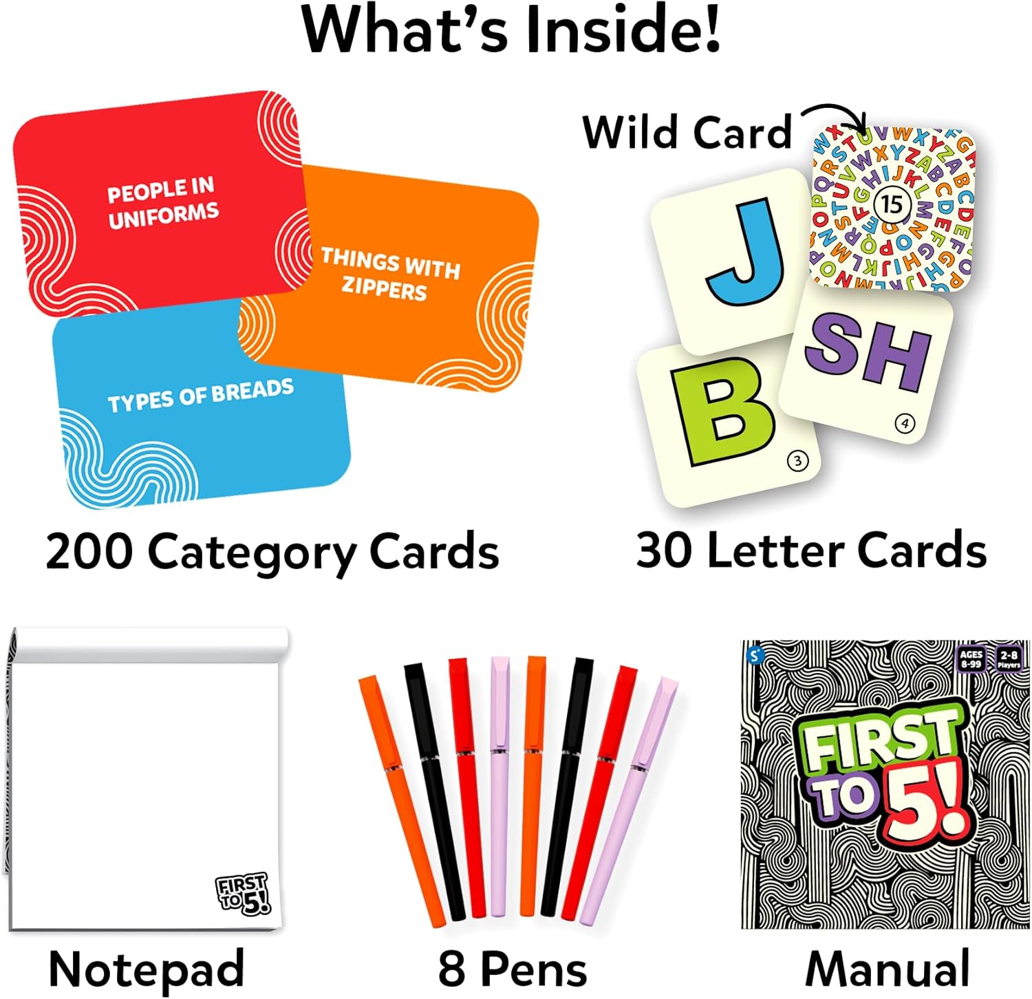 Skillmatics Board & Card Game - First to 5, Category Game with a Twist, Perfect for Parties, Family, Game Night, Quick Thinking, Gifts for Kids, Teens, Adults, Ages 8, 9, 10 & Up, 2-8 Players