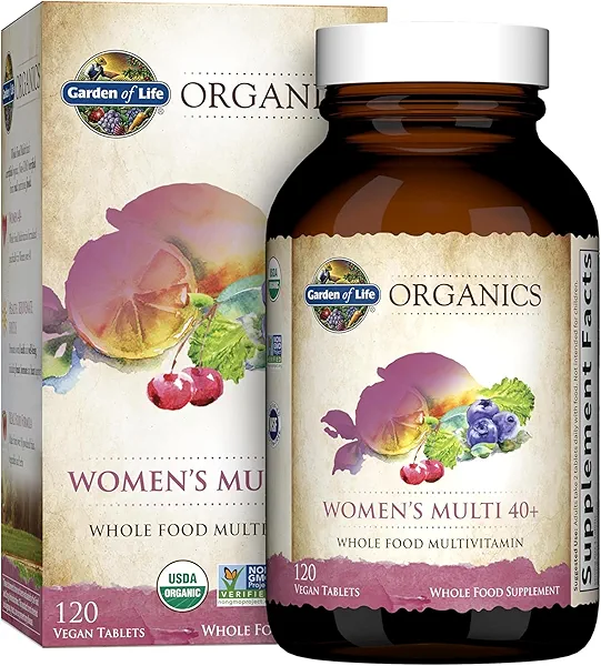 Garden of Life Multivitamin for Women 40 Plus, Organics Womens Vitamins, Hormone & Breast Health Support Blend, Vegan, 120 Tablets 120 Count (Pack of 1)