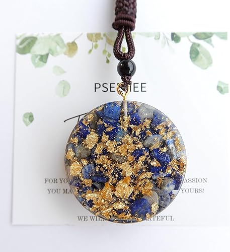 Miniatura 2 de PSEEHEE Collar con colgante de orgón curativo de orgón de lapislázuli, orgonita y chakras, curación de reiki, piedras de cristales espirituales para