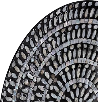 Deco 79 Mother of Pearl Shell Plate Handmade Home Wall Decor Mosaic Wall Sculpture, Wall Art 27 x 3 x 27, Silver