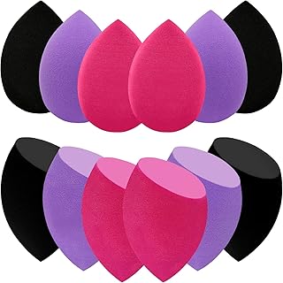 12 Pieces Professional Makeup Sponge Set,Latex Free Flawless Soft Setting Face Puffs,Multicolor Makeup Blending Sponge Cosmetic Applicator for Powder,Liquid,Facial Makeup Tools