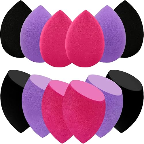 12 Pieces Professional Makeup Sponge Set,Latex Free Flawless Soft Setting Face Puffs,Multicolor Makeup Blending Sponge Cosmetic Applicator for Powder,Liquid,Facial Makeup Tools