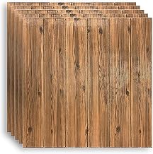 NAREVAL Self-Adhesive Waterproof PE Foam 3D Wall Panels Wallpaper Sticker for Bathroom Wall Sheet Living Room and Home Decoration, Waterproof Wallpaper (Size 70 * 70 Cm) (Sheet Dark Wooden, 1)