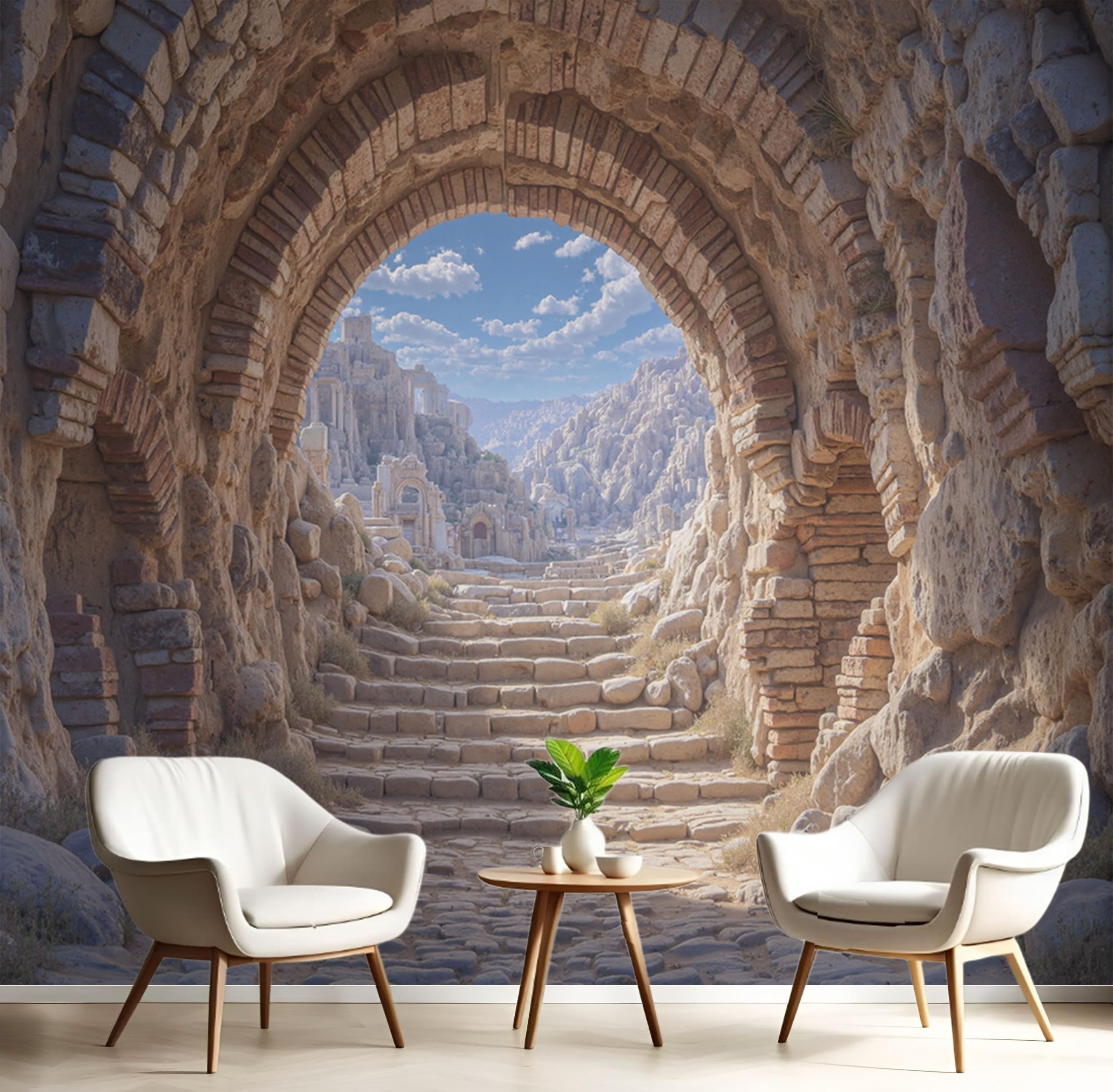 Papier peint panoramique désert pour masquer les défauts muraux fresque soie brune 350x256