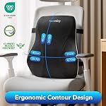 Lombar Support Oreiller pour chaise de bureau Car Lombaire Oreil Lombal Relief Douleur Mémoire Mousse Dos Coussin avec 3D Couverture Mesh Chaise de jeu retour Oreiller Ergonomie dossier repos pour fauteuil roulant