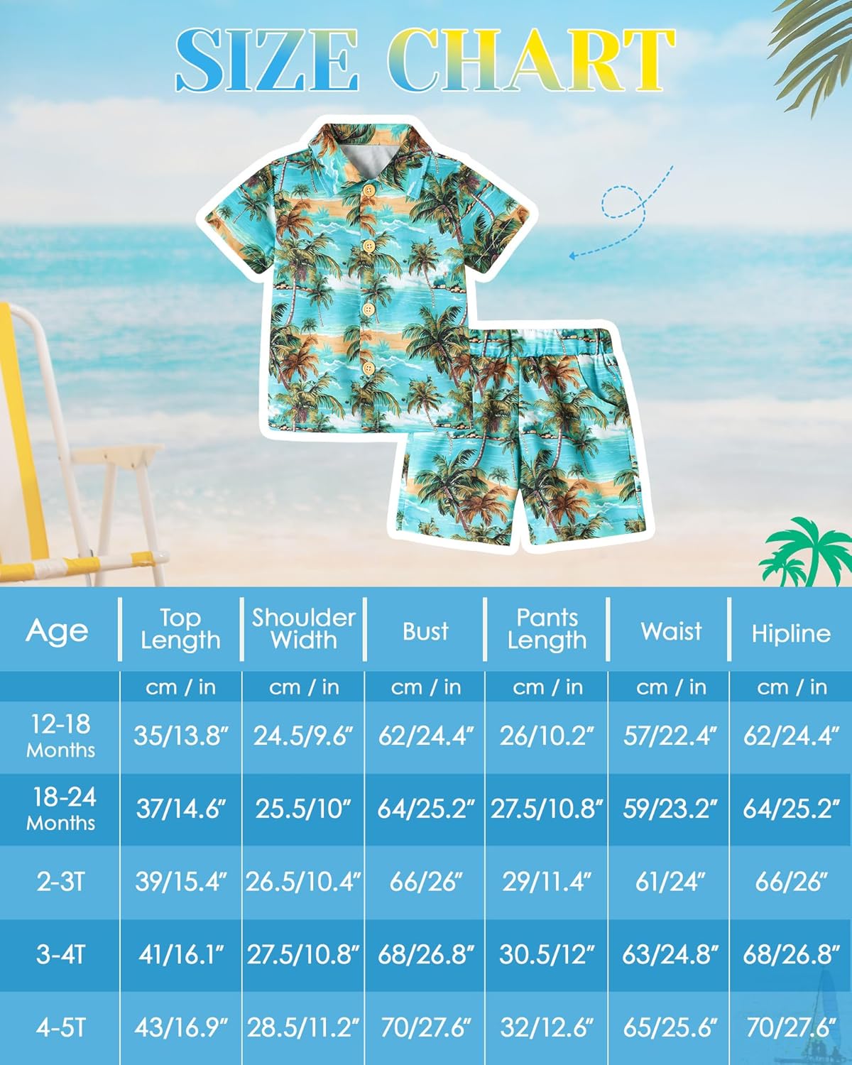 ZOEREA Toddler Baby Boy Clothes Hawaiian Outfit Shorts Sets Printed Button Down Shirt and Shorts Summer Beach Clothes 1-5T - Image 8