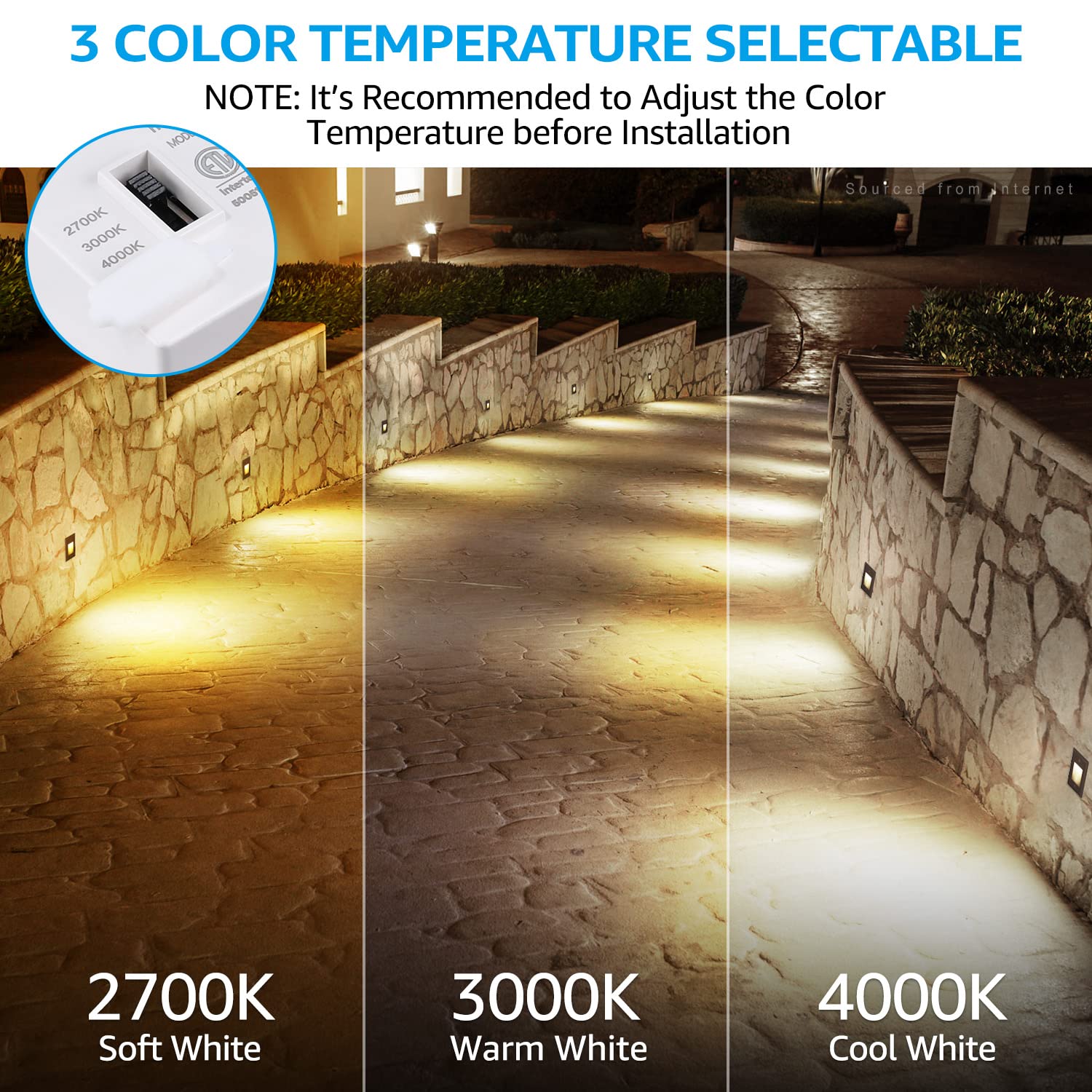 LEONLITE 3CCT LED Step Lights 120V-277V, 150LM 2.5W Dimmable
