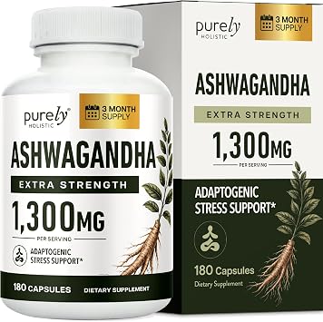 Ashwagandha Extra Strength 1300MG Organic Root, Stress & Relaxation Support
