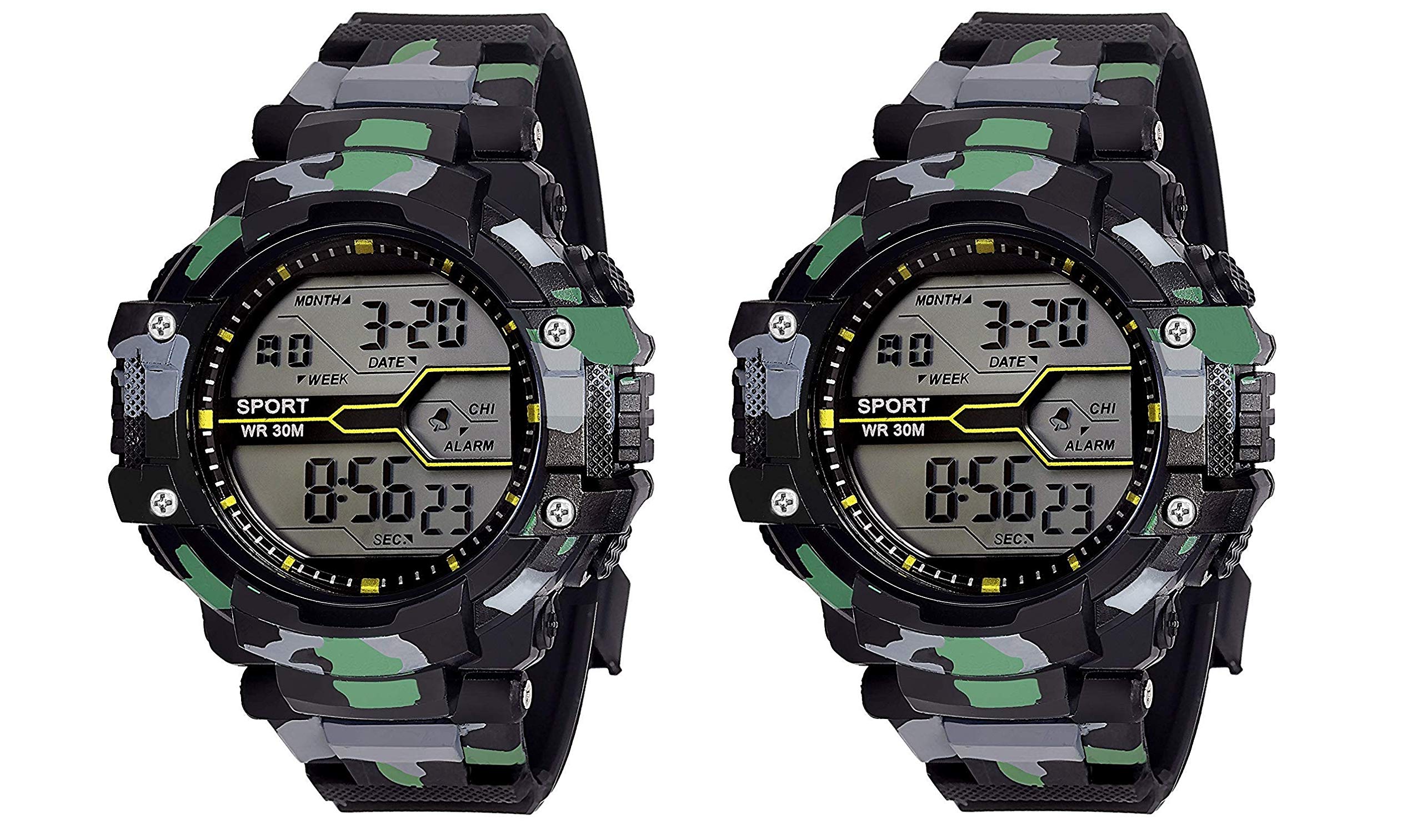 SQUIRRO Digital Army Watch Combo (Multicolored dial Black Color Strap)(Pack of 2)