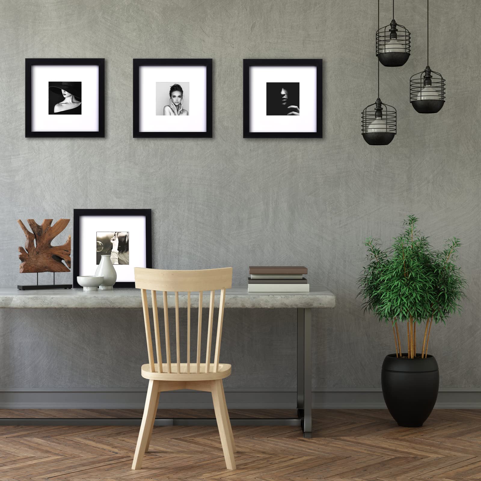 Yaetm 8x8 Picture Frames Black Set of 4, Square Photo Frame Displays 4x4 with Mat or 8x8 without Mat, Gallery Wall Frame Set, Multi Collage Frames for Wall Hanging