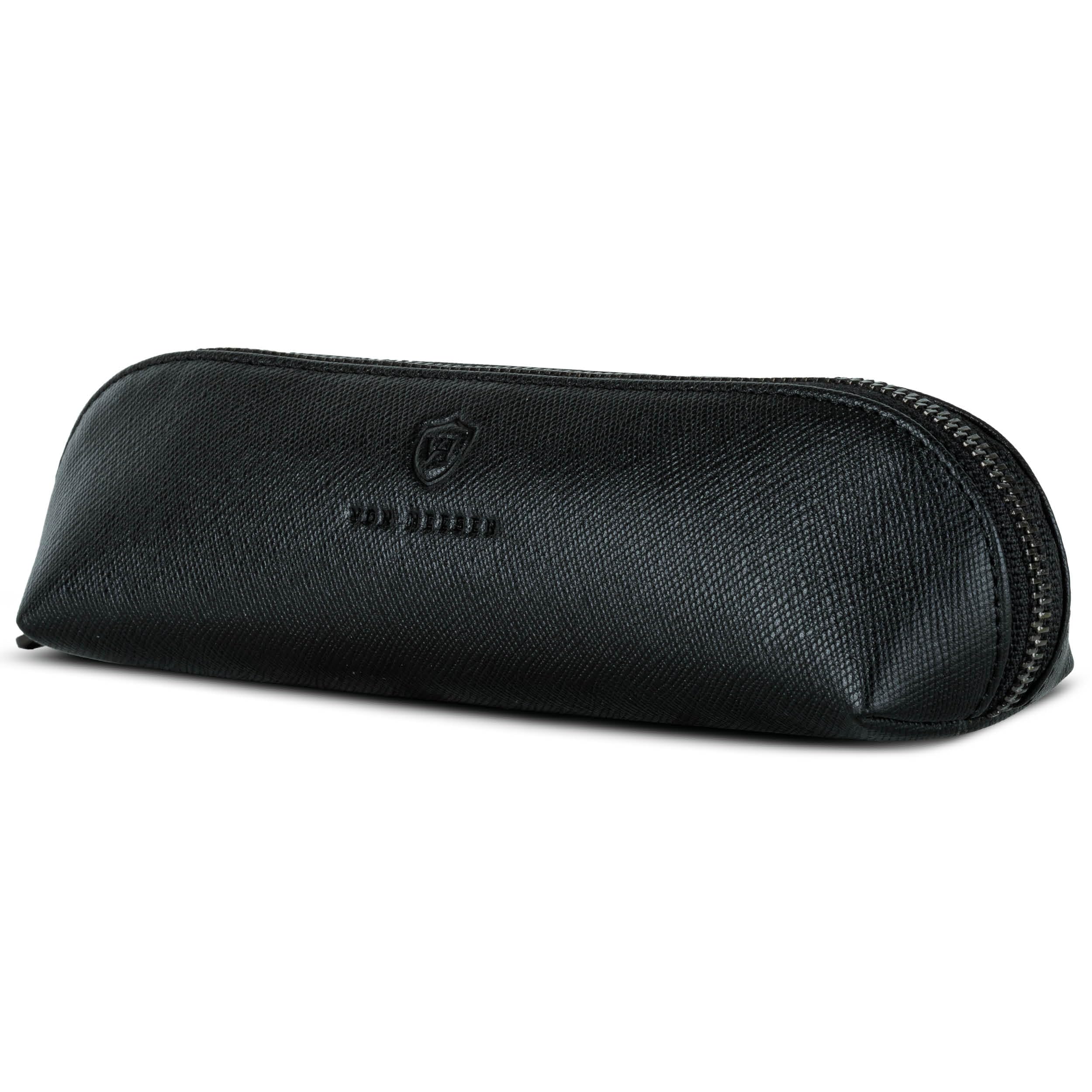VON HEESEN® Echtleder Federmäppchen Leder Federmappe Etui für Stifte Mäppchen Schule Federtasche Uni Schlampermäppchen (Saffiano)