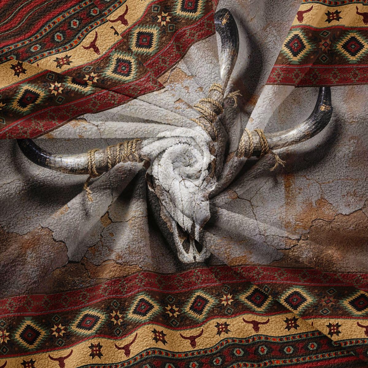 Homewish Zachodni aztecki pokrowiec na sofę, egzotyczny byk, czaszka, przyjazny dla zwierząt, ochraniacz na kanapę, południowo-zachodni boho, na sofę, rustykalny dom wiejski, ochraniacz na meble dla