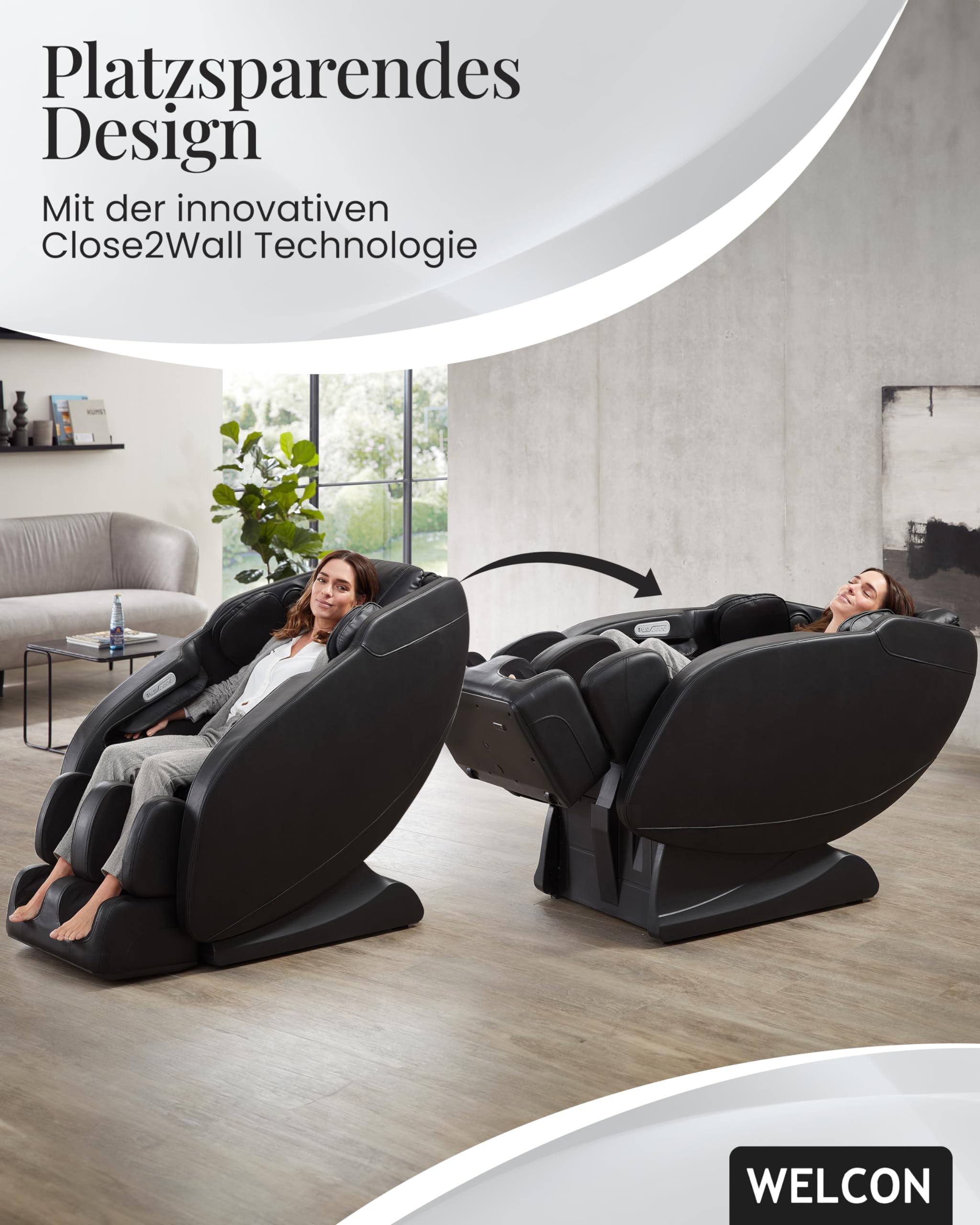 WELCON Fotel do masażu Prestige II czarny – fotel do masażu 3D z funkcją Zero Gravity, ogrzewania i 6 programami automatycznymi