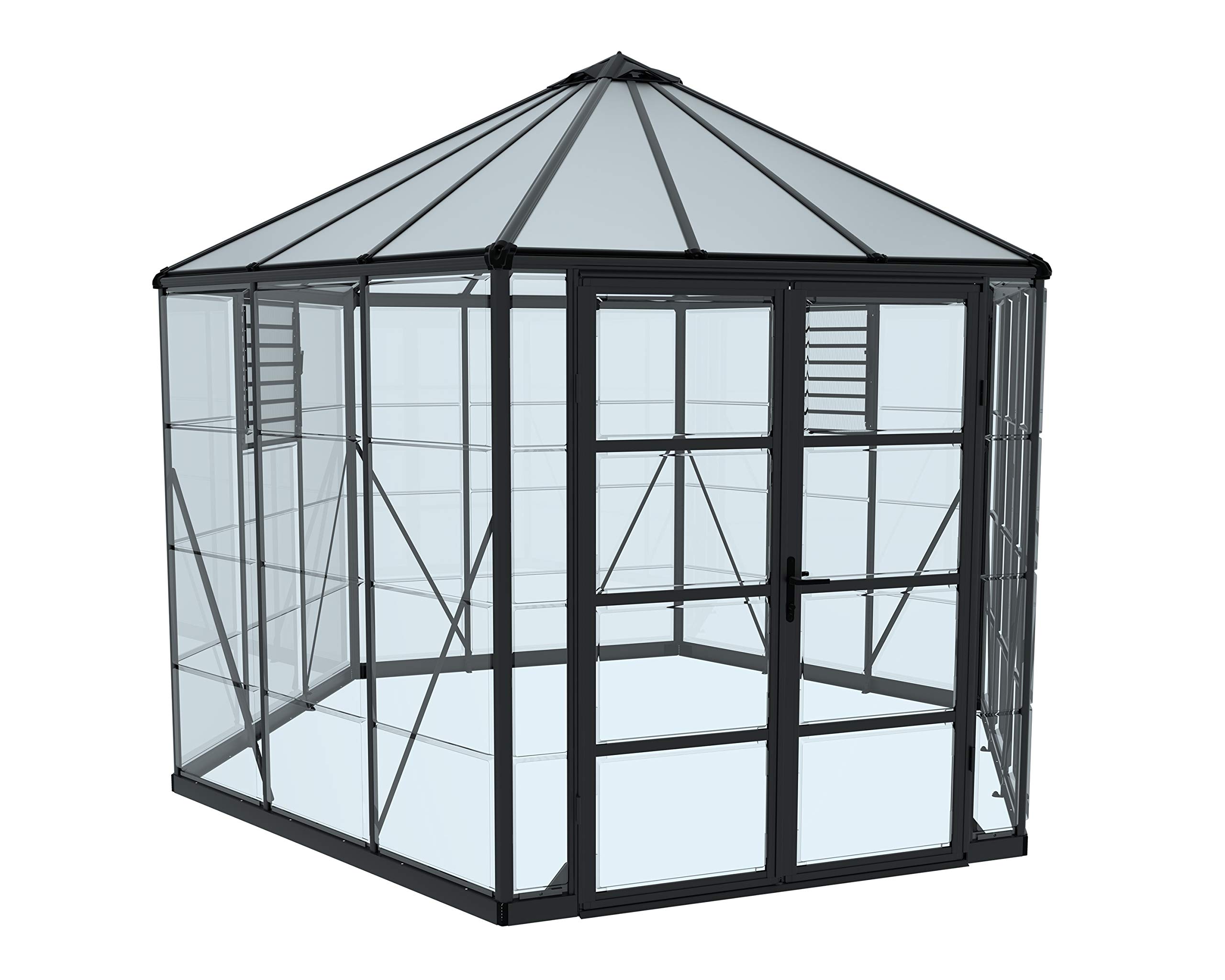 Canopia by Palram Gewächshaus gross Oasis 12 Treibhaus 316x363 cm Aluminium grau Tomatenhaus Polycarbonatplatten UV-beständig