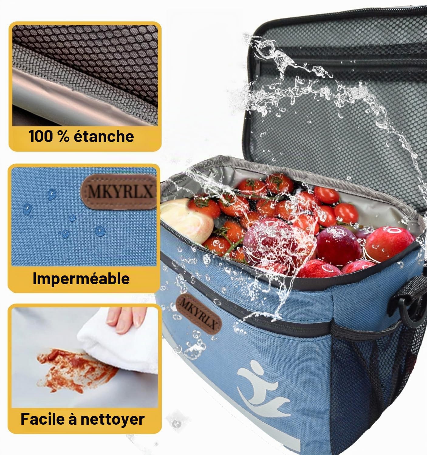 Sacoche de guidon vélo, 5L sac isotherme, sac à lunch, sac isotherme, sacoche de vélo avant, panier de vélo, support pour téléphone portable étanche, sacoche de guidon avec écran tactile et