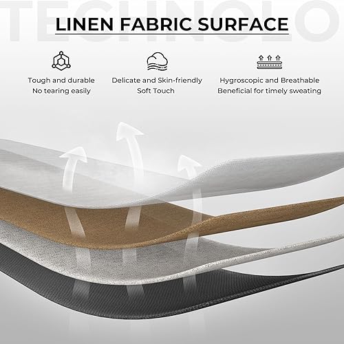 Miniatura 5 de Dowinx Silla de juegos de tela de lino con cojín de resorte de bolsillo, silla ergonómica para computadora con soporte lumbar de masaje y