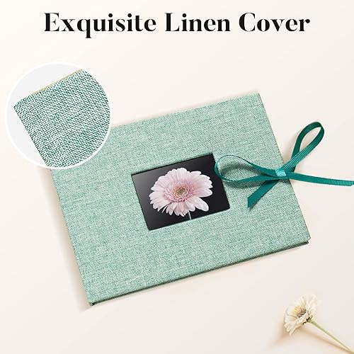 Miniatura 4 de Álbum de fotos pequeño de 4 x 6 pulgadas, álbum de fotos Fabmaker con capacidad para 24 fotos horizontales, cubierta de tela de lino para fotos con
