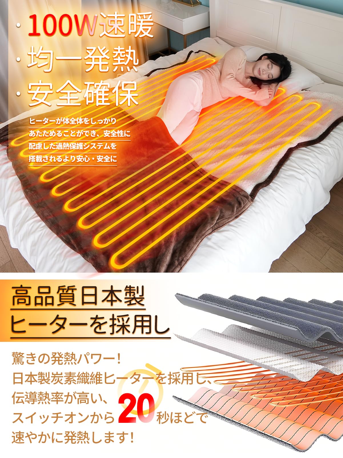 電気毛布 掛け敷き兼用 足先くるみん 足入れポケット付き　178×137cm Amazon.co.jp : Koramaku 電気毛布 掛け敷き兼用 【足先くるみん 足