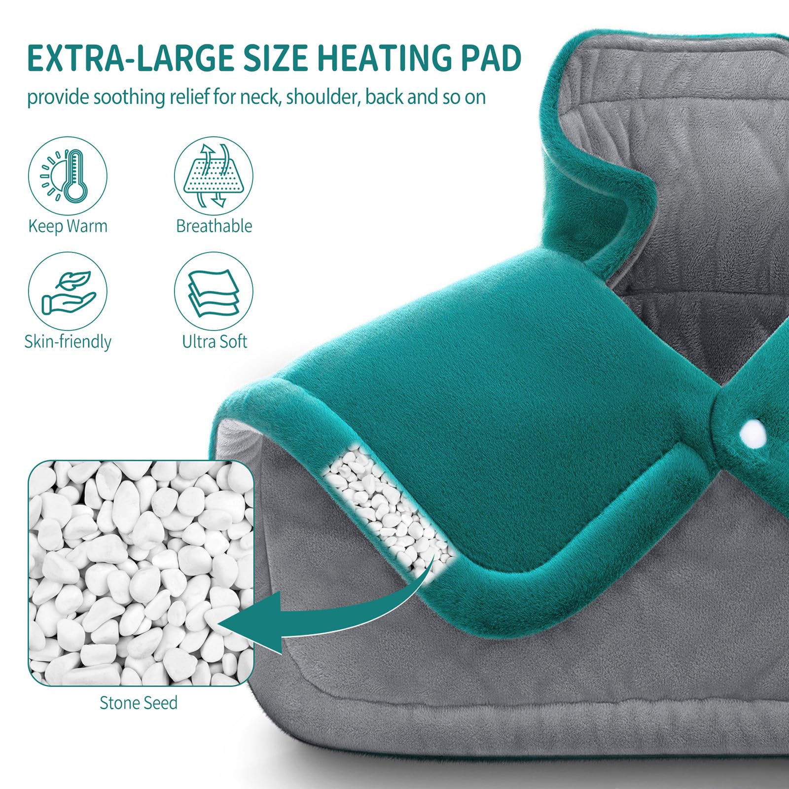 IZZUBIZ - Almohadilla térmica para el Día del Padre para aliviar el dolor de cuello, hombros y espalda, almohadilla térmica eléctrica pesada para calambres, piernas y pies, regalos para Navidad, Día
