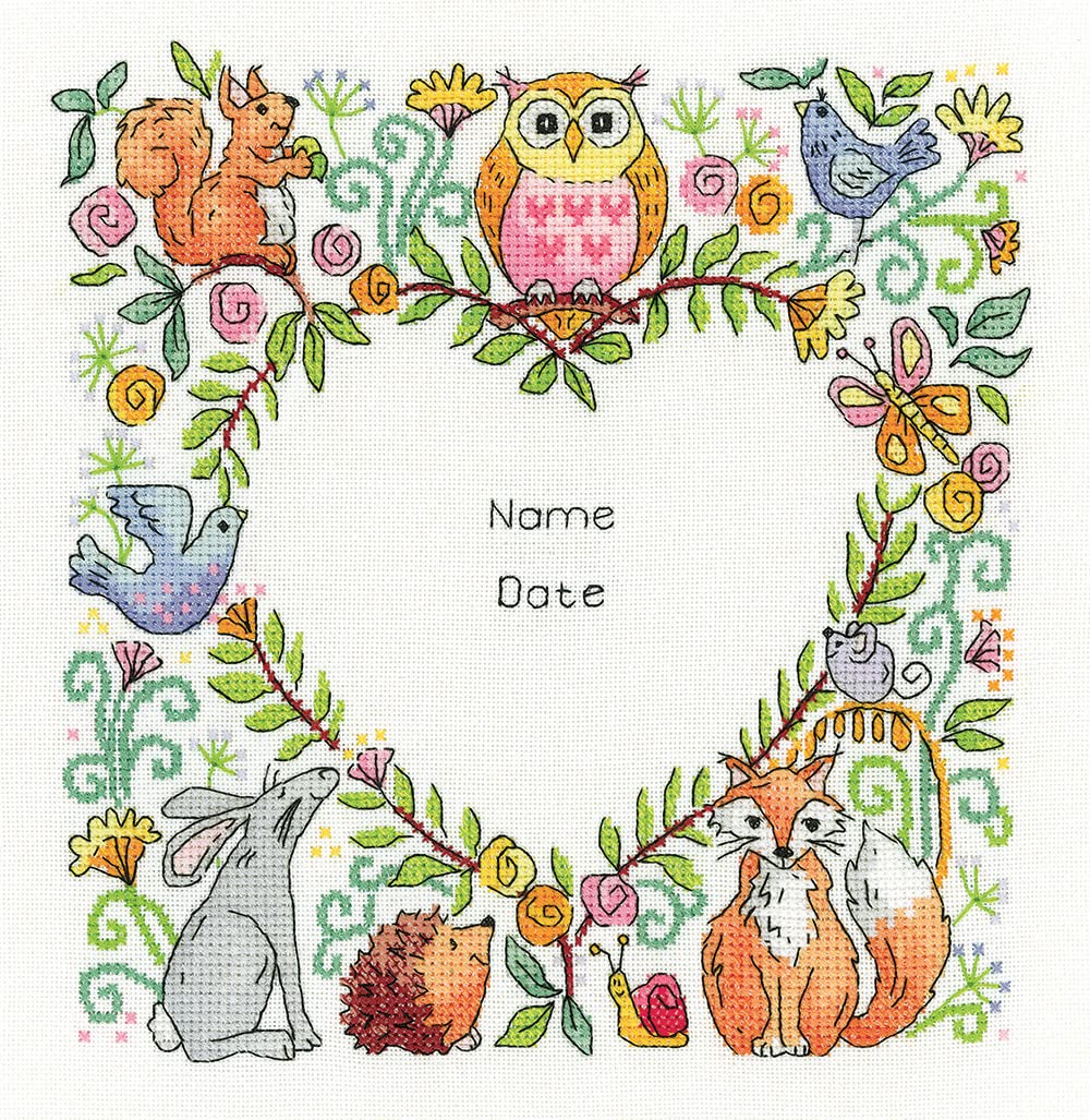 Heritage Crafts Cross Stitch Kit - Celebration - Woodland Creatures