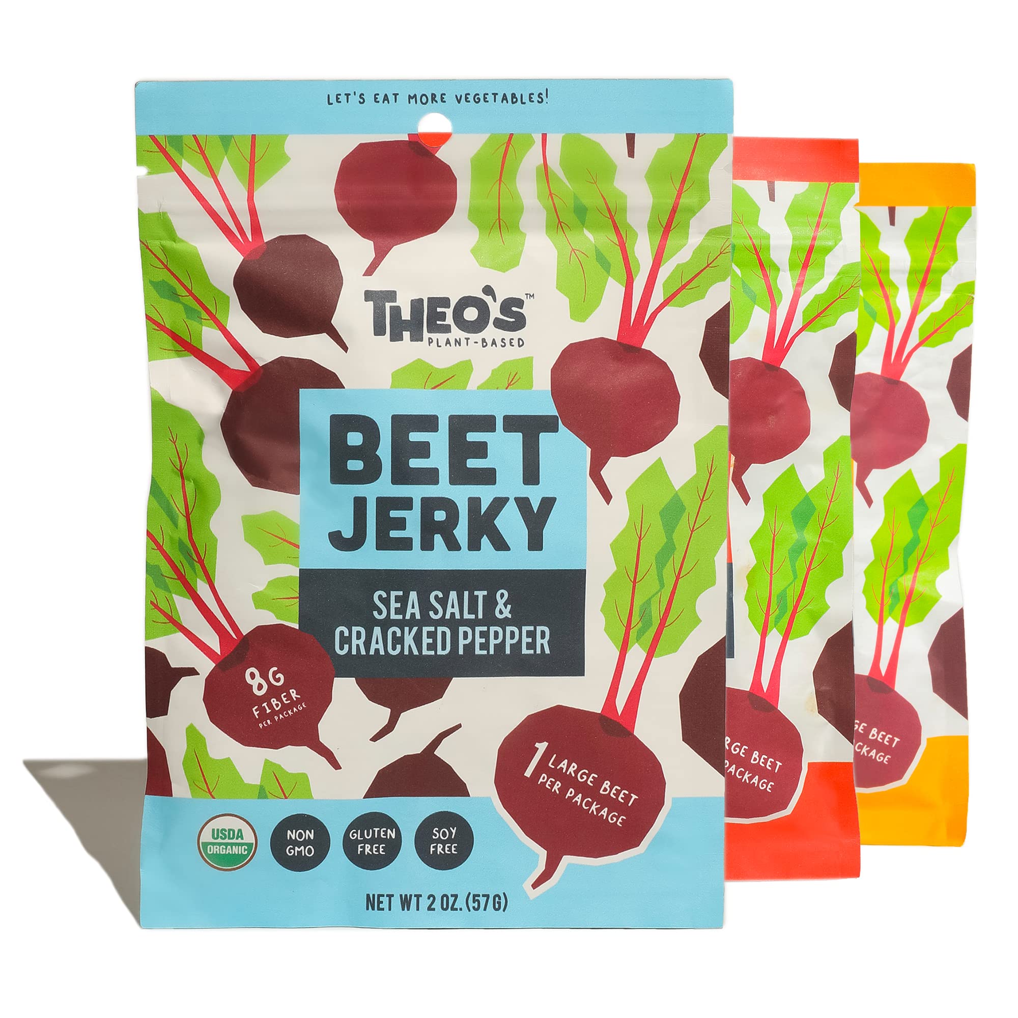 THEO’s BEET Jerky Snack Packs - Variety Pack - Organic, Non-GMO, Gluten-Free, and Plant-Based - Vegan, Paleo, Chef-Crafted, Beet Snacks - 2 oz - 3 Pack