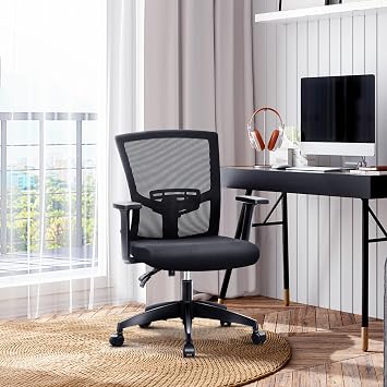 MAISON ARTS Mesh Office Chair Set of 4, Ergonomic Home Desk Chair with Lumbar Support, Mid-Back Computer Task Chair with Breathable Mesh and Adjustable Armrests for Home Office