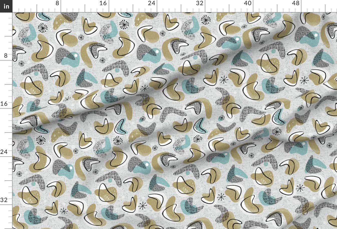 Spoonflower Fabric - Fifties Boomerangs Retro 1950S Mid Century Printed on Upholstery Velvet Fabric Fat Quarter - Upholstery Home Decor Bottomweight Apparel