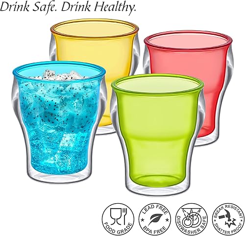 Miniatura 8 de Amazing Abby - Rockies - Vasos de plástico aislados de 14 onzas (juego de 4), vasos de plástico de doble pared, vasos de plástico reutilizables