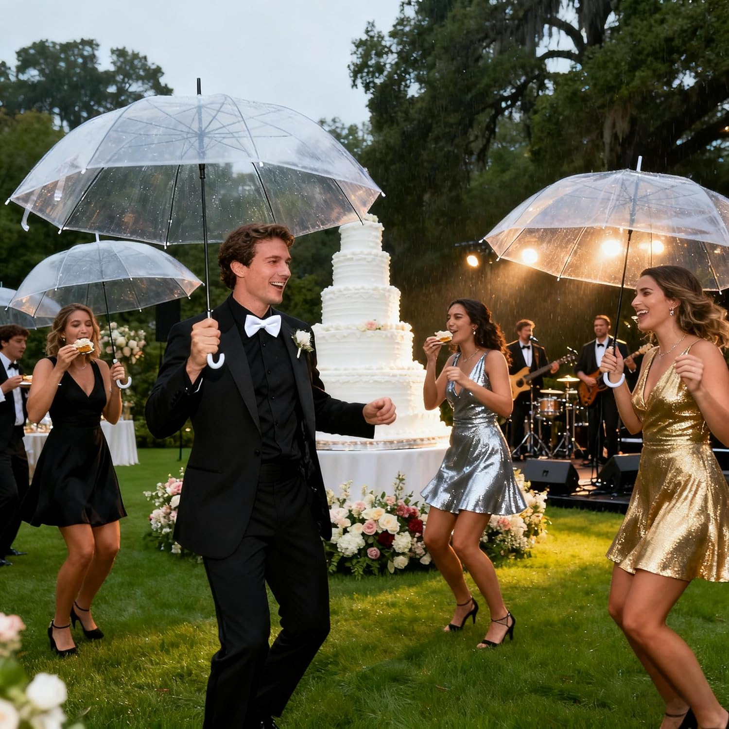 14 Pcs Wedding Umbrellas Bulk, 45.67" Arc 40.15" Under Canopy, with J-Handle & Thank You Tag, Windproof Long Transparent Umbrellas for Wedding/Commencement/Photo Prop/Flower Shop Decor