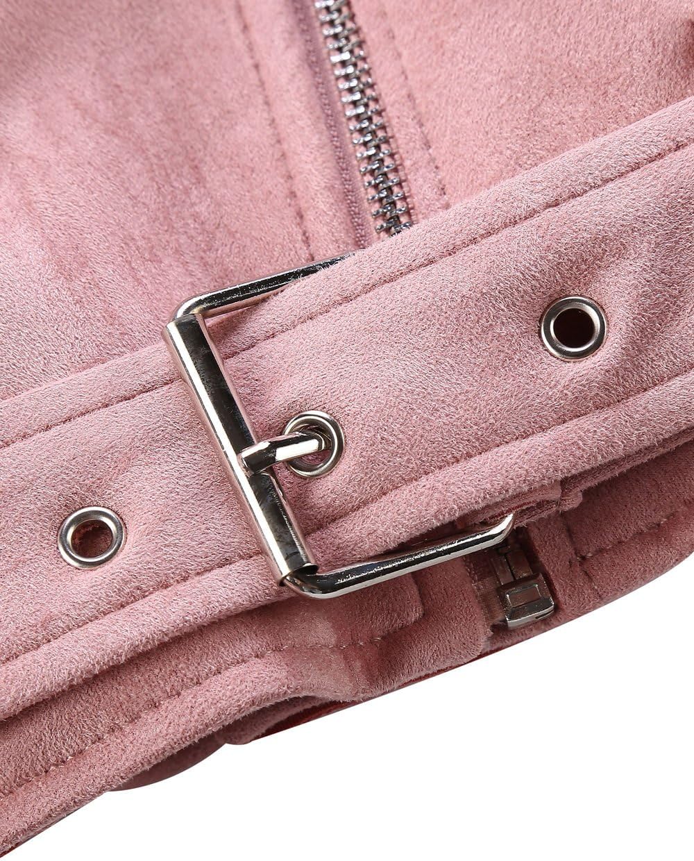 Bellivera Women Faux Leather Suede Jacket Moto Biker Coat Sherpa-Lined Overcoat with Removable Belt - Image 6