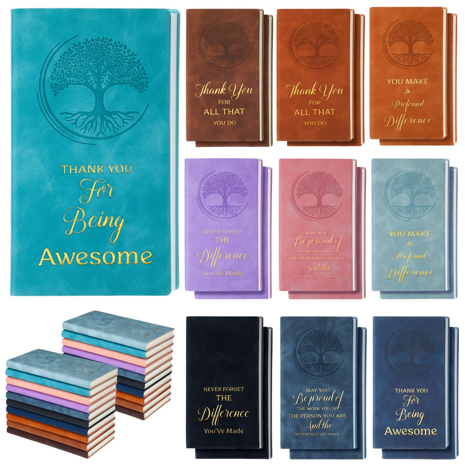 Chuangdi 20 Pcs Thank You Gifts Leather Journal Notebook Bulk A6 Employee Appreciation Gifts Leather Notebooks Writing Journal Inspirational Notebook