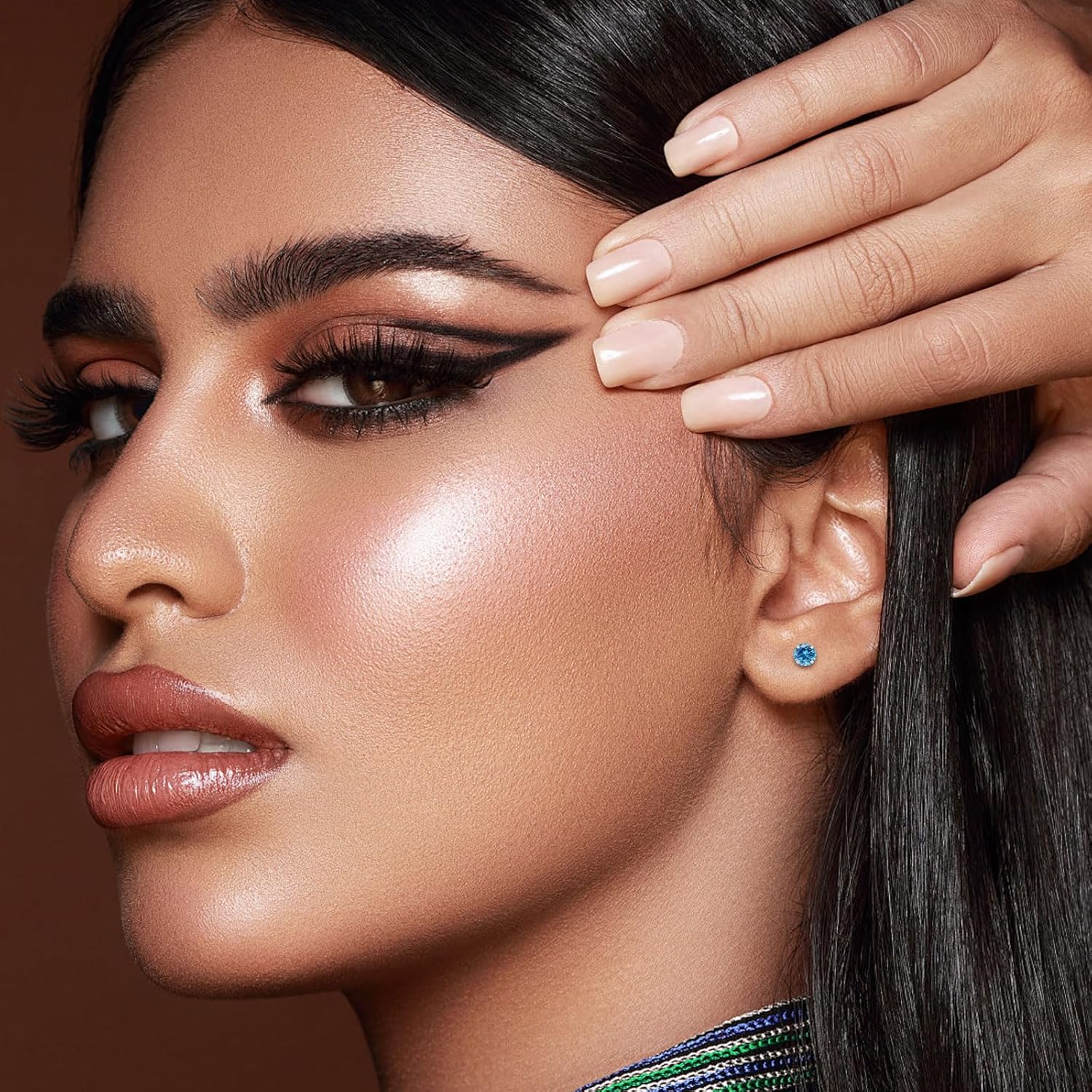 Round Cubic Zirconia Stud Earrings for Women Girls, 4mm Birthstone Stud Earrings Hypoallergenic Flat Back Stud Earrings Stainless Steel Cartilage Earrings Brilliant Handmade Screw Back Earrings - Image 6