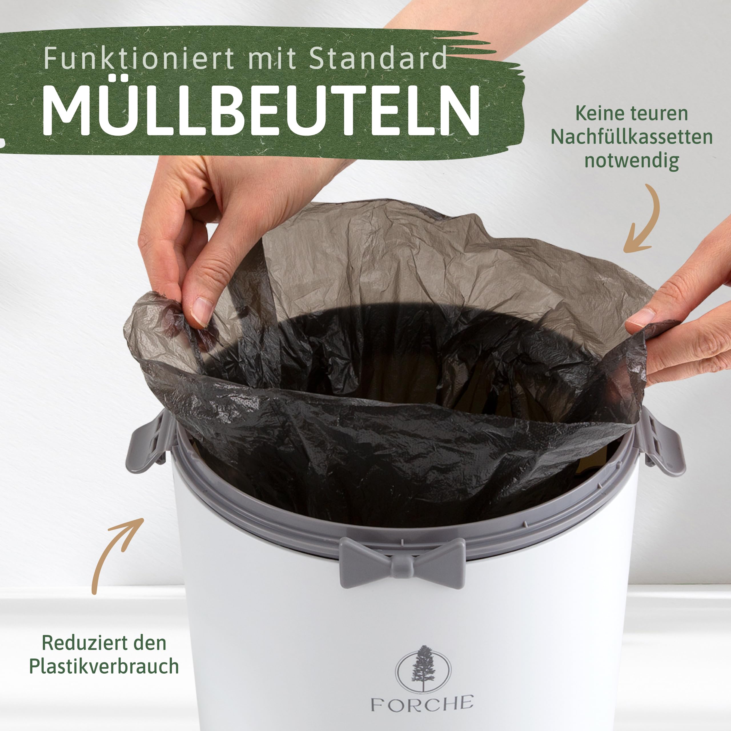 Forche® Pattumiera per pannolini per bambini, inodore, senza costose ricariche, perfetta per un'intera giornata,