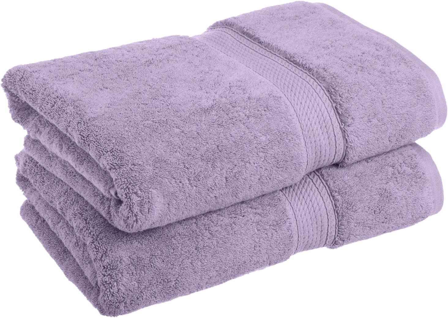 BLUENILEMILLS BNM Egyptian Cotton 2-Piece Towel Set, Includes 2 Bath Towels, Attached Loop for Easy Hanging and Storage, Hotel Quality, Perfect for Bathroom, Gym, Shower Space, or Spa, Purple