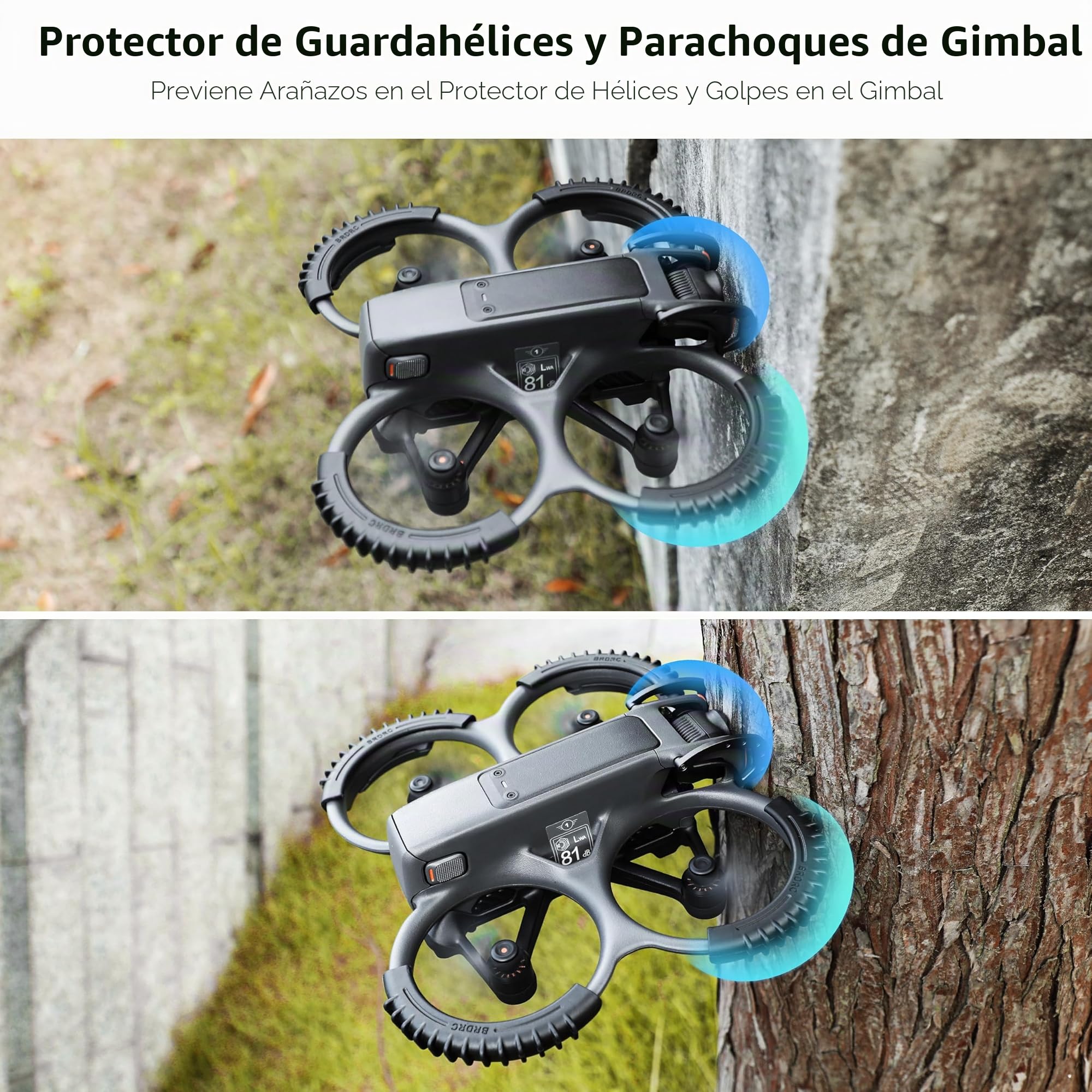 FPVtosky 3-IN-1 - Accesorios de protección para DJI Avata 2: Protección de hélice + protector de lente + cubierta de lente, Negro
