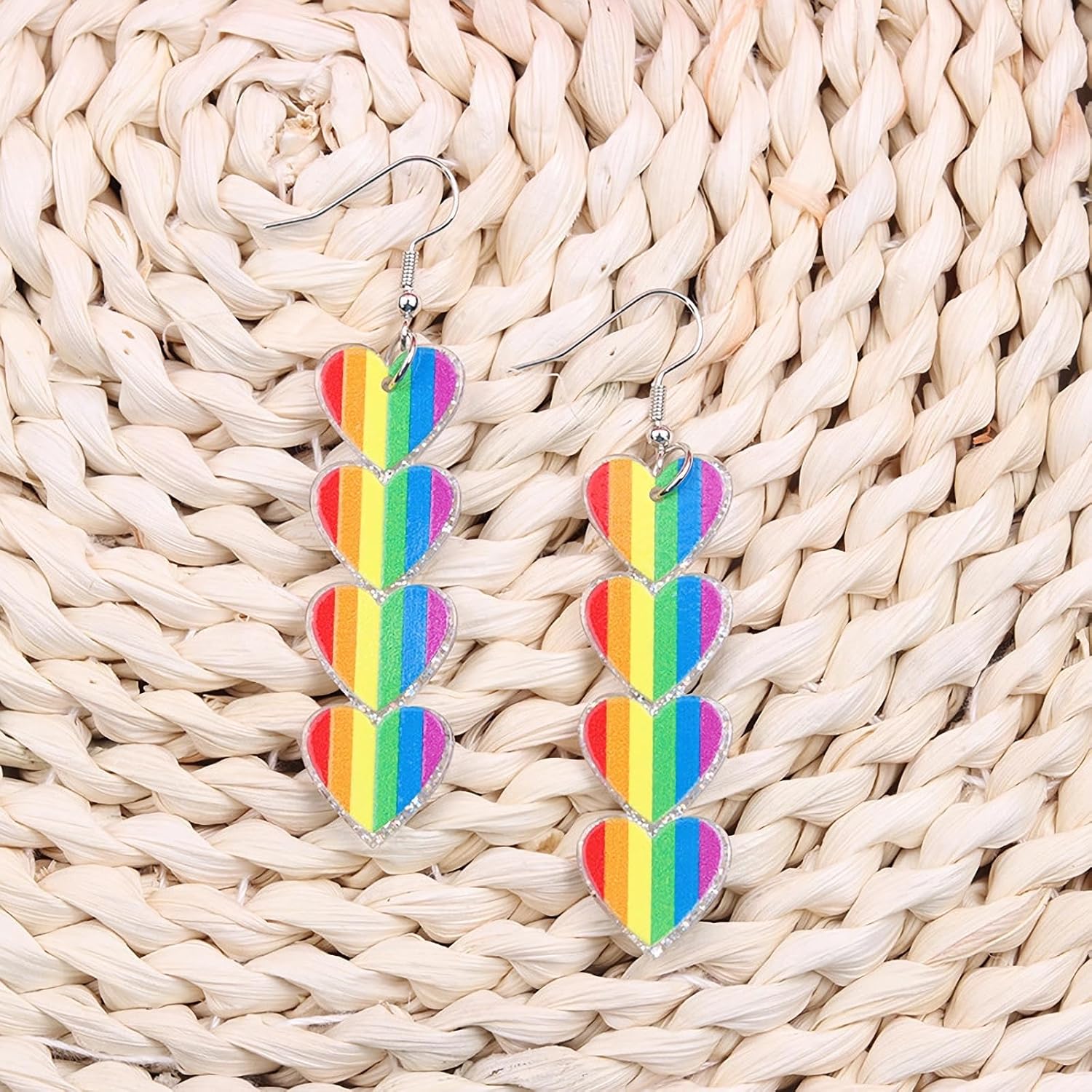 2026 Pride Month Rainbow LGBT Pride Earrings for Gay Lesbian Bisexual Lightweight Acrylic Heart Love LGBTQ Dangle Earrings Jewelry Accessories - Image 5