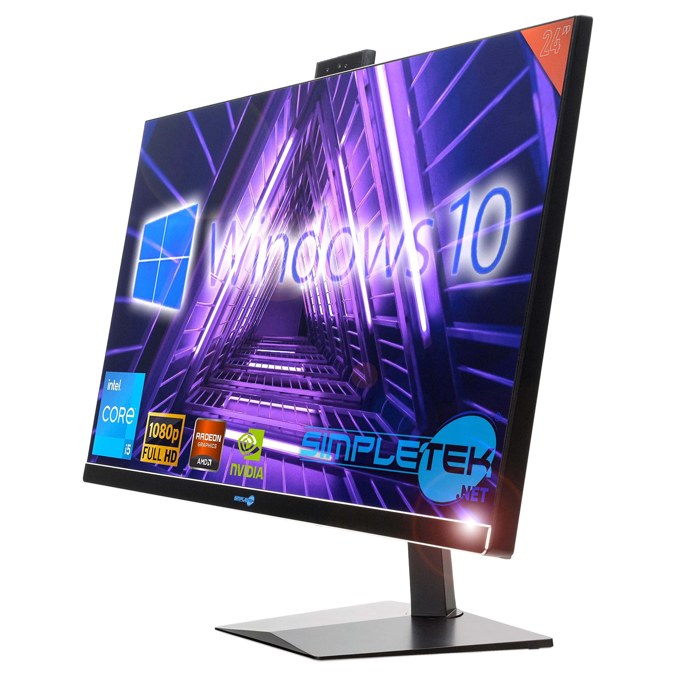 SIMPLETEK - PC All in One 24" FHD 60Hz Core i5 Windows 10 | Tarjeta gráfica dedicada Radeon RX550 4GB | 16GB RAM SSD 960GB | Trabajo, Gaming