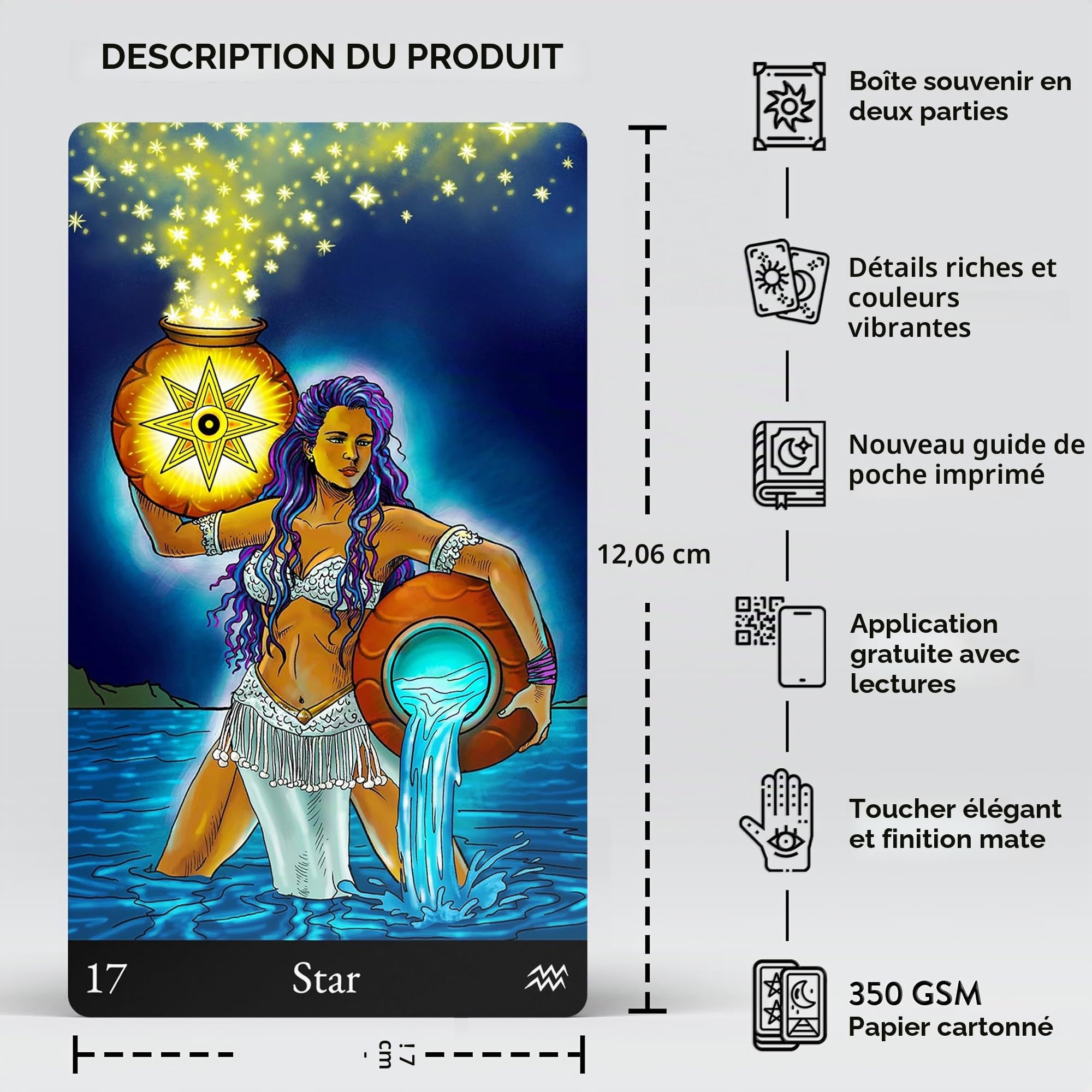 Jeu de tarot avec guide complet (français non garanti), symbolisme moderne et interprétations numériques améliorées pour tous les niveaux
