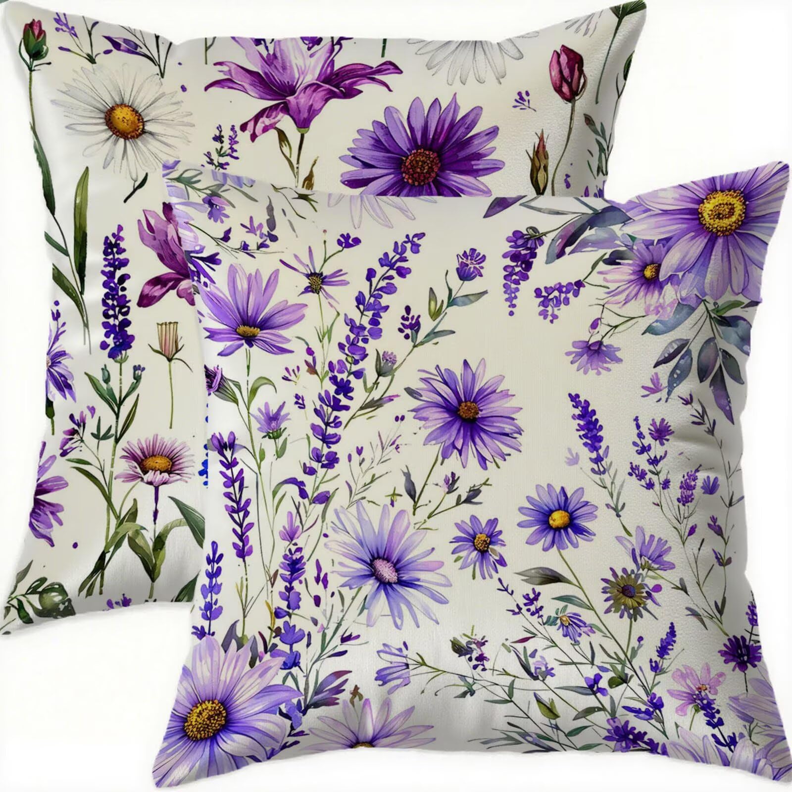 Housse coussin 70x70cm velours violet imperméable haute qualité