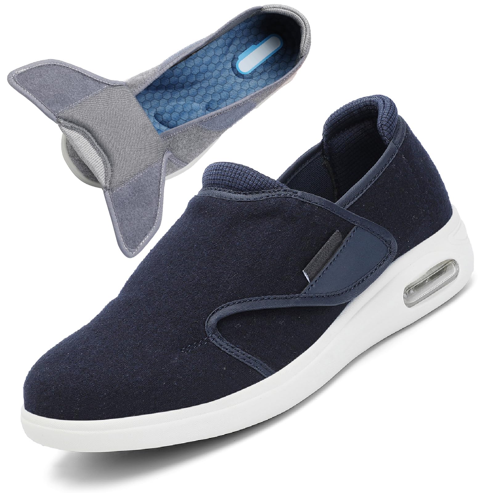 Buty dla cukrzyków dla kobiet i mężczyzn, regulowane, szerokie buty do chodzenia boso, oddychające, wygodne kapcie na obrzęk stawów, obrzęk stóp, osób starszych