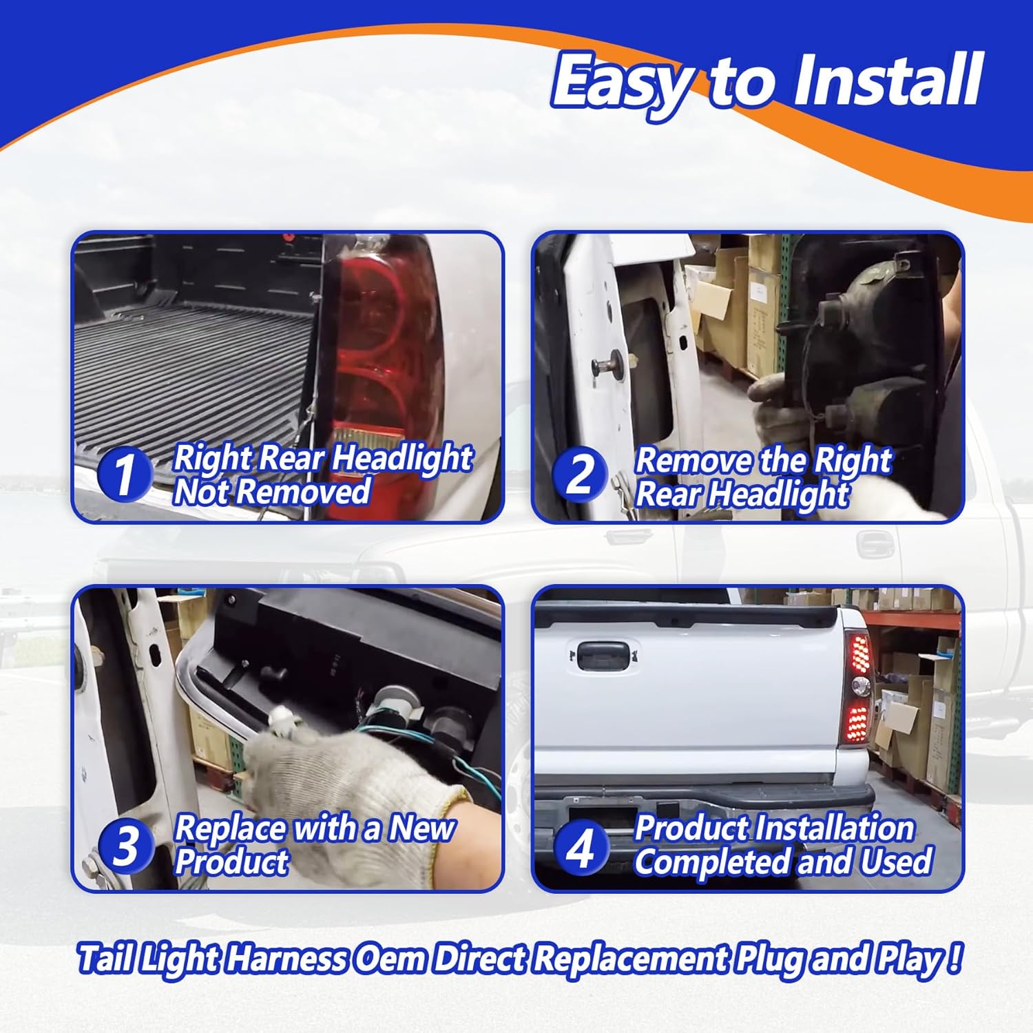 88986855 Rear Right Tail Light Wiring Harness Fit for Chevrolet Silverado 1500 2500 3500 for GMC Sierra 1500 1500 2500 3500 1999-2005 for Suburban 2000-2004 Replace 16526108