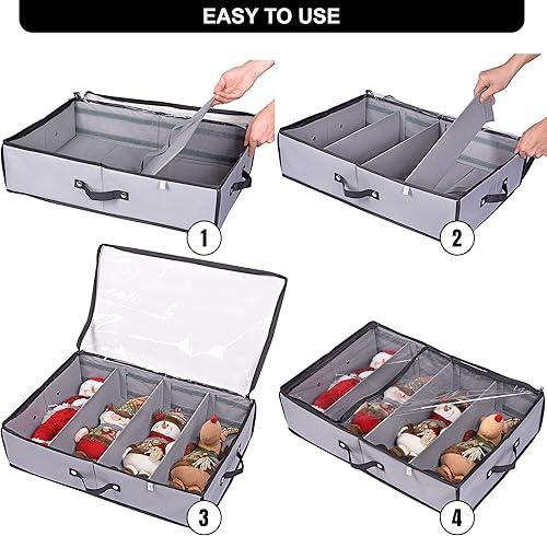 Miniatura 8 de ProPik Paquete de 2 cajas de almacenamiento portátiles de figuras de Navidad cada una tiene capacidad para 4 figuras de hasta 16 pulgadas grandes