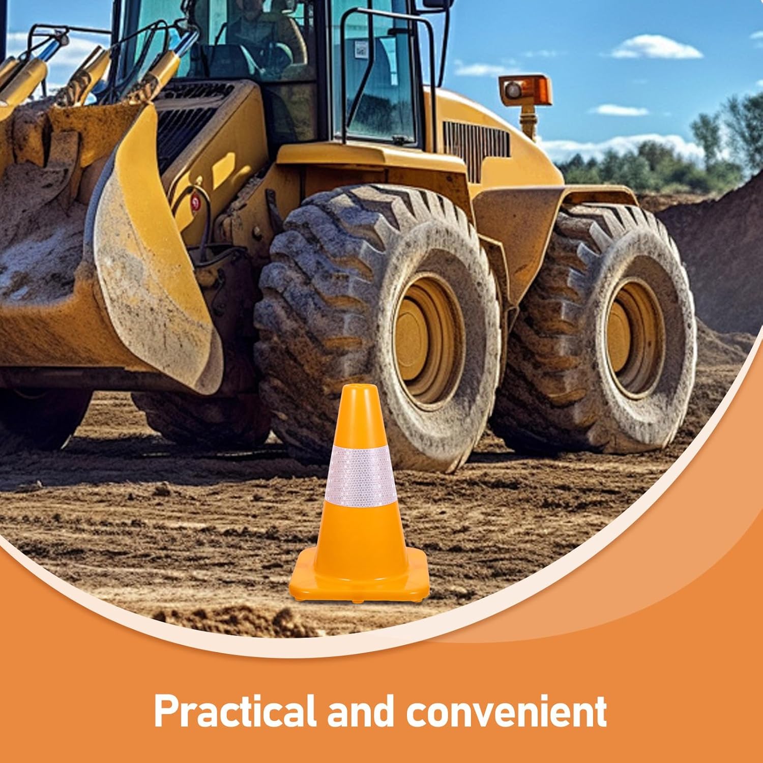 Generic 3pcs Safety Traffic Cones Plastic Road Safety Cone with Reflective Collars Road Side Emergency Barrier Post for Parking Lot Caution Yellow