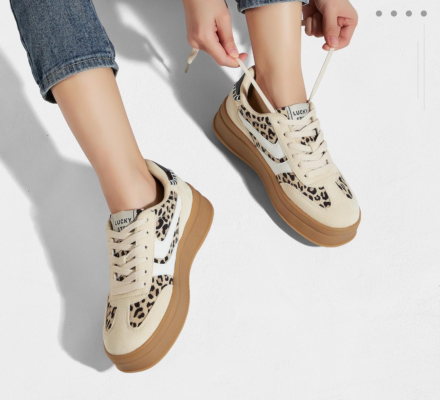 LUCKY STEP Platform Sneakers for Women Fashion Retro Thick Rubber Gum Sole Comfortable Tennis Skate Trainer Classic Walking Shoes Casual Streetwear - Image 2